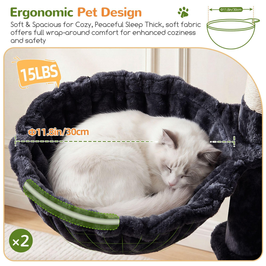 70 Inch Dark Gray Cat Tree with Scratching Post C633651