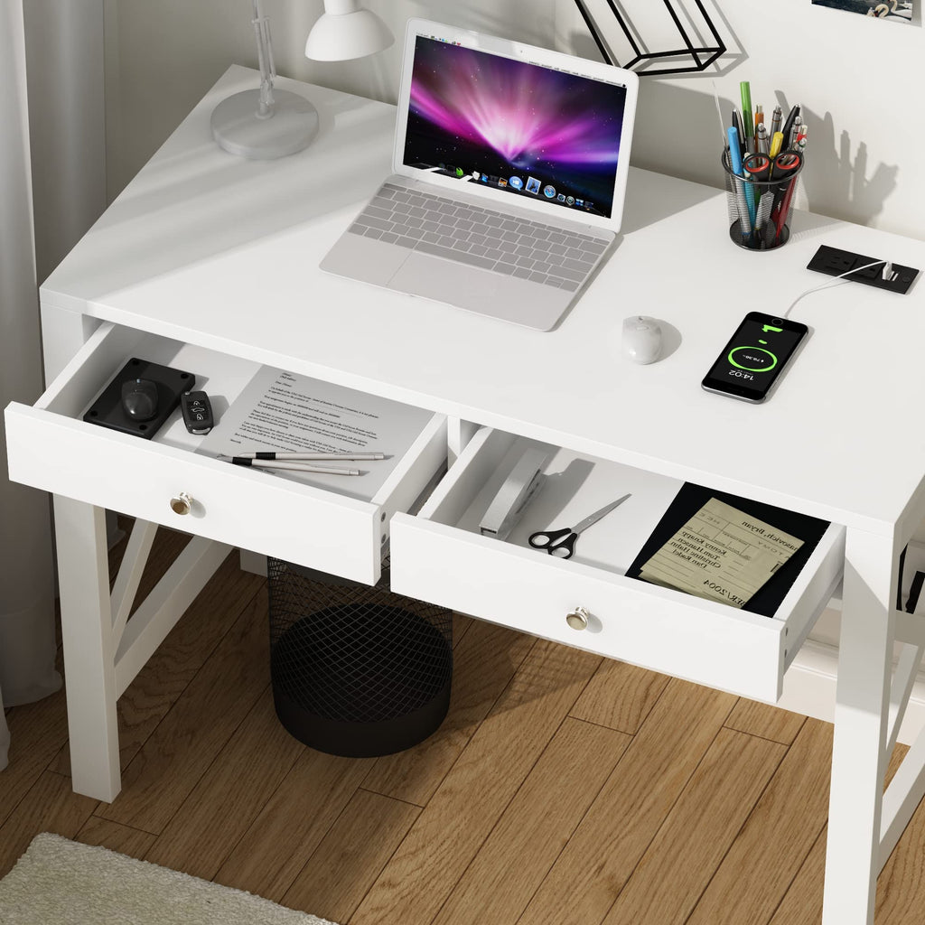 39.4 Inches Computer Desk with 2 Drawers W93067