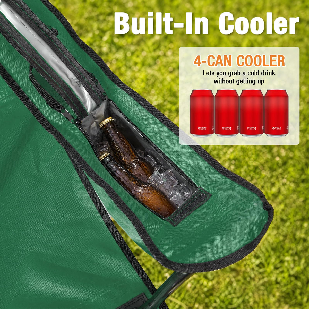 2 Pack Heavy Duty Folding Camping Chair with Cooler Bag W39032