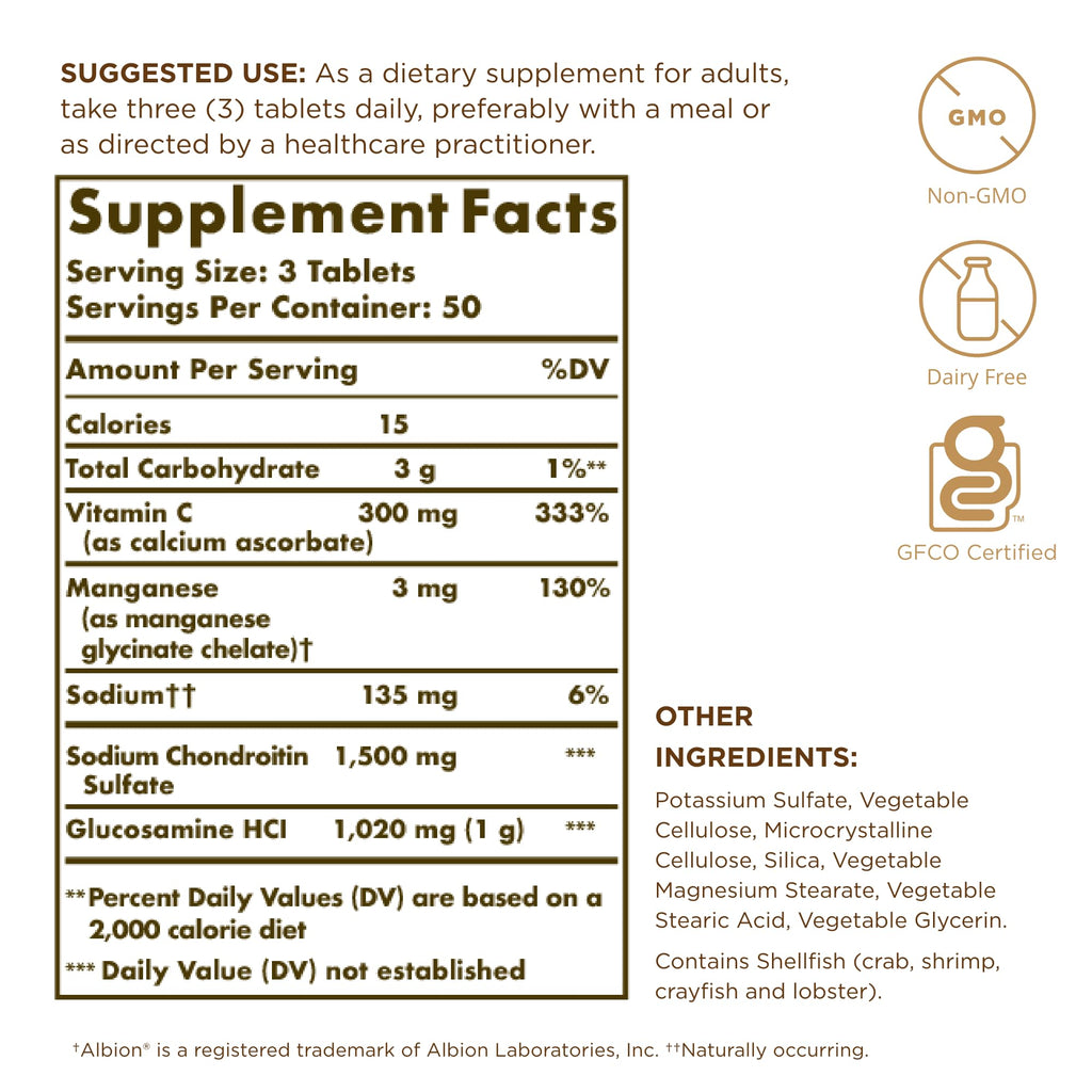Glucosamine Chondroitin Complex 150 Tablets D932982
