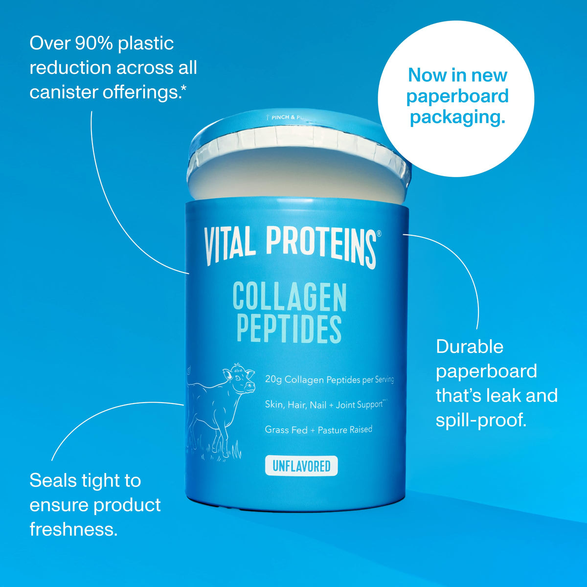 Grass Fed Collagen Peptides Powder, Unflavored, 20oz F6820