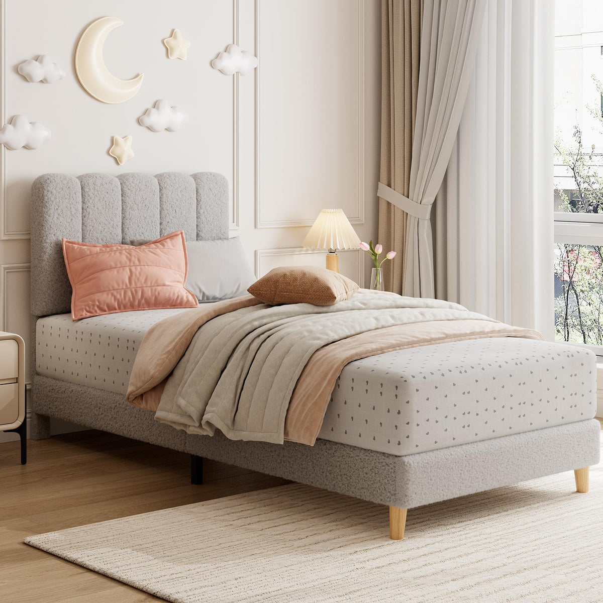 Twin Bed Frame with Headboard S832