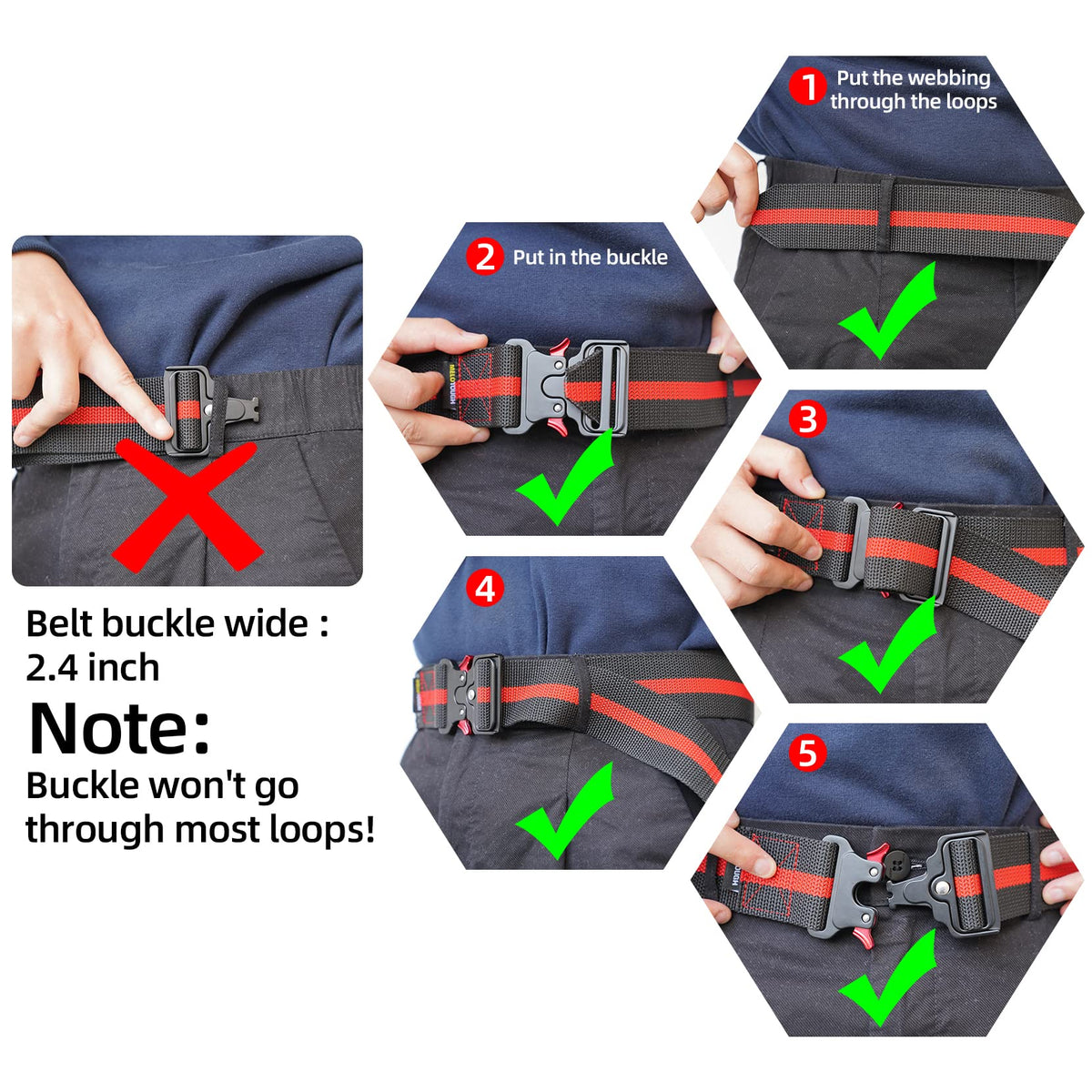 2" Nylon Web Work Tool Belt with Quick Release Metal Buckle E4045