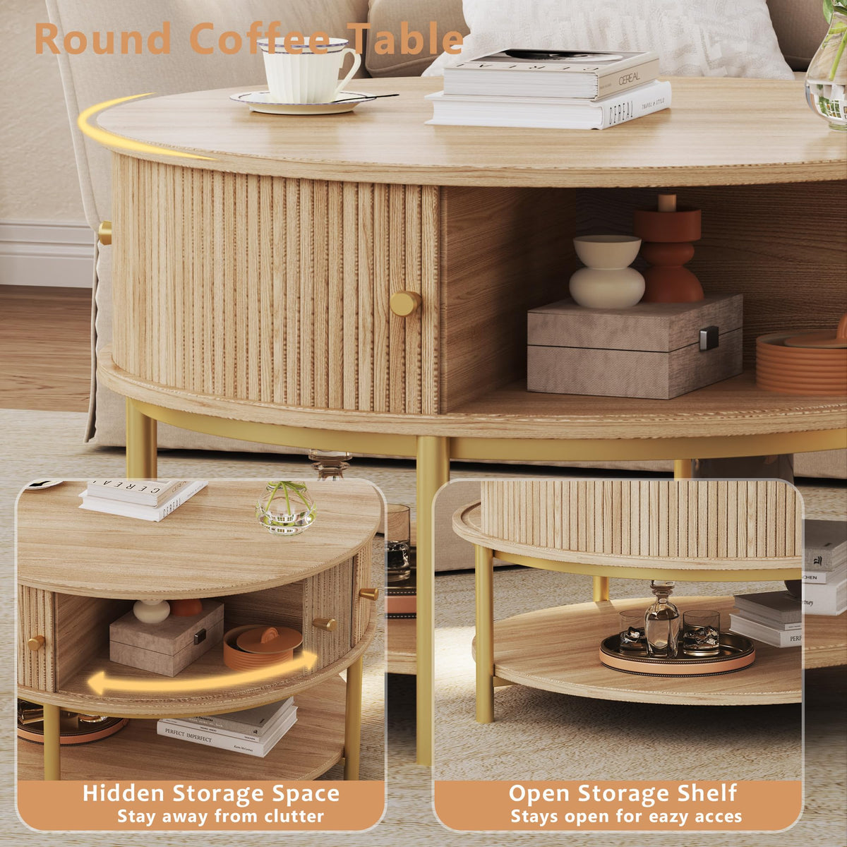 Round Coffee Table with Storage B397