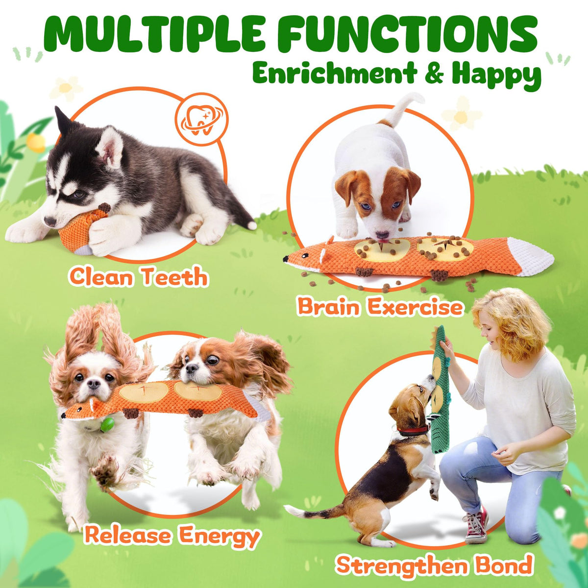 2 Pack No Stuffing Squeaky Dog Toys C363