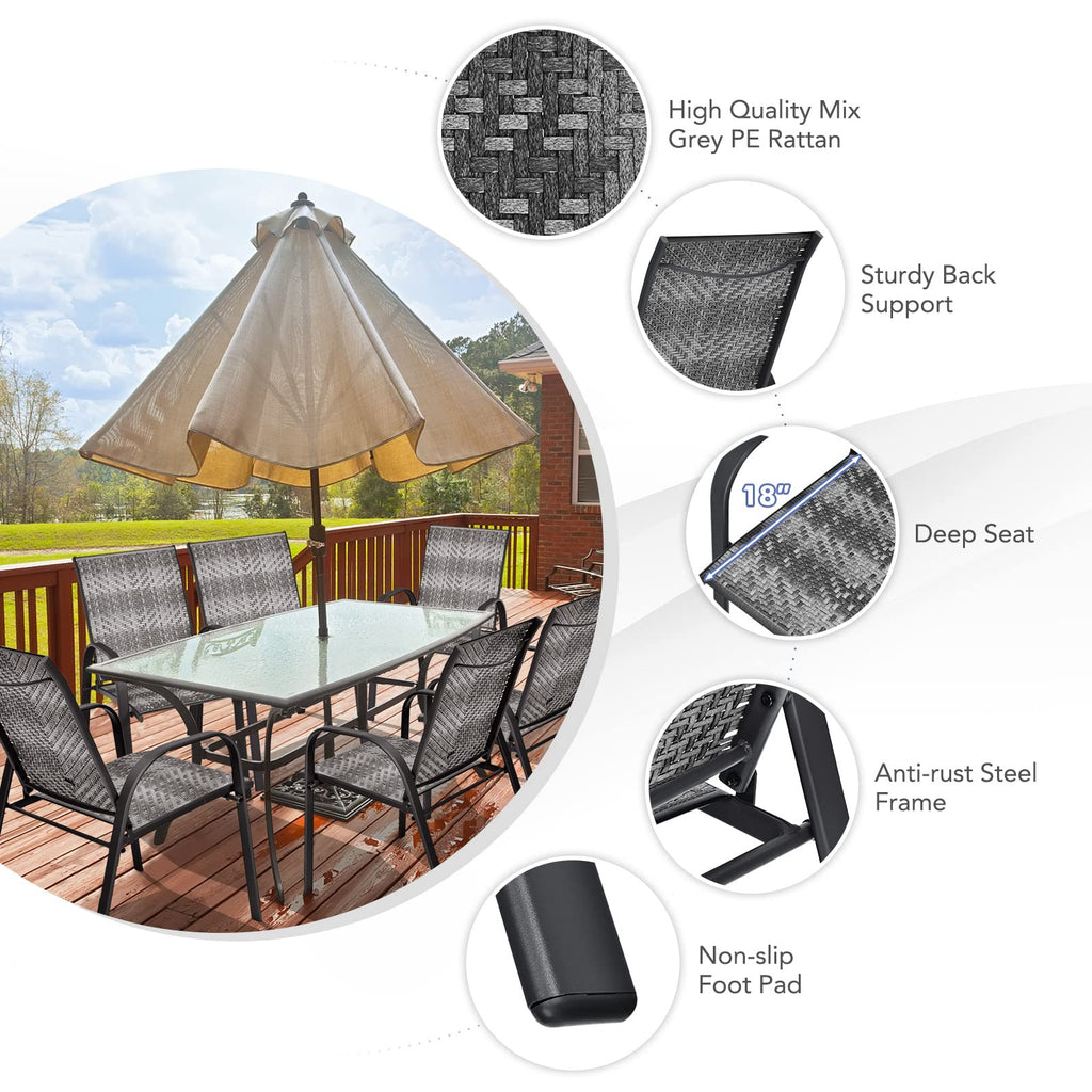 Stackable Wicker PE Rattan Patio Dining Chairs Set of 6 E17705