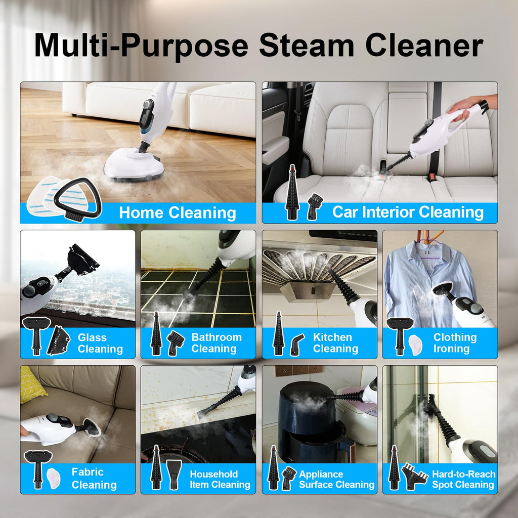 1550W 11-in-1 Steam Mop with 21.3FT Cord, White O78091
