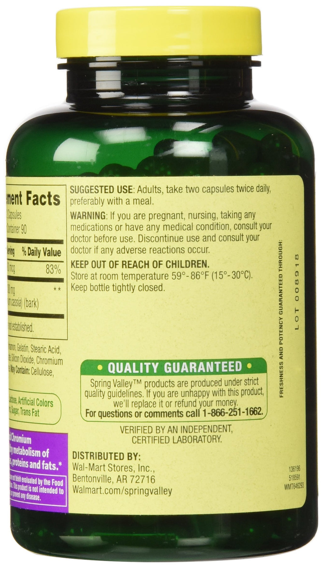 Cinnamon 500mg Plus Chromium 2 Bottles of 180 Capsules O941202