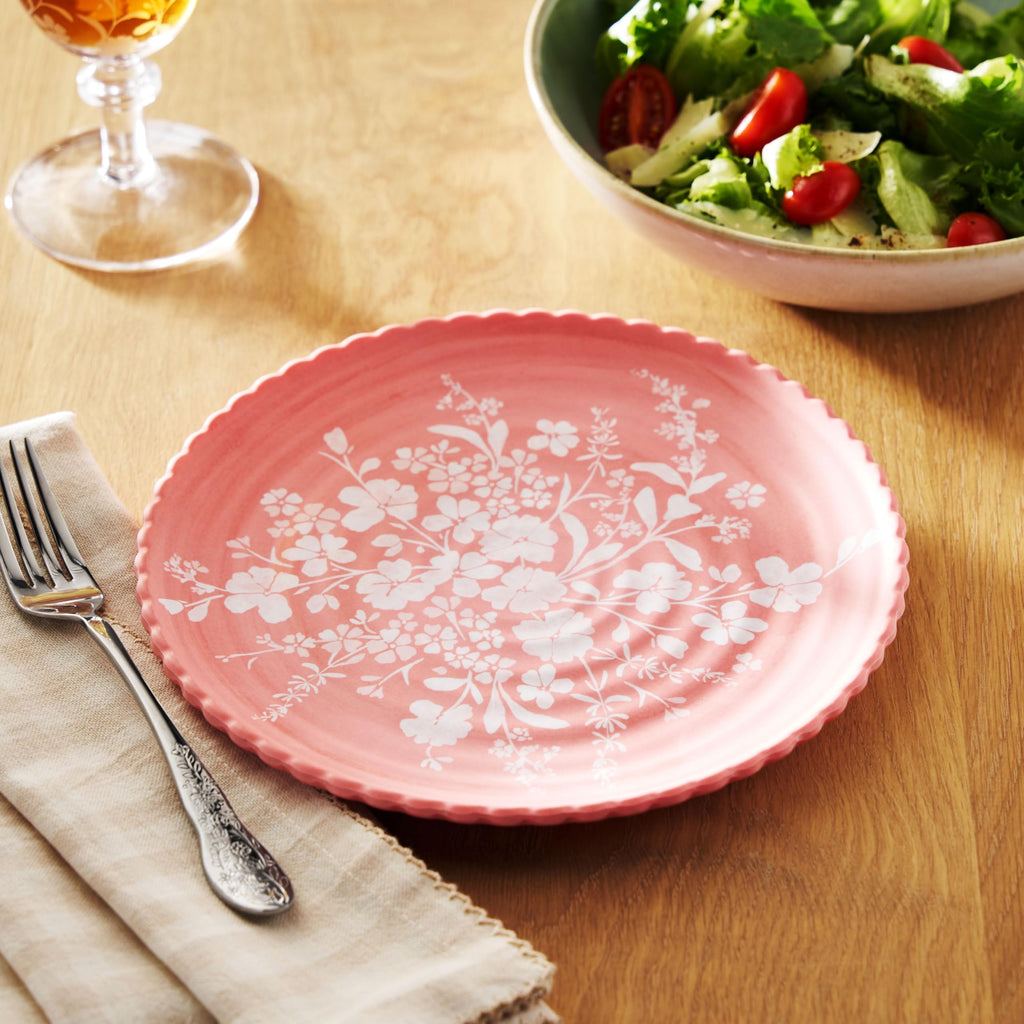 12-Piece Pink Bamboo Melamine Dinnerware Set G4638