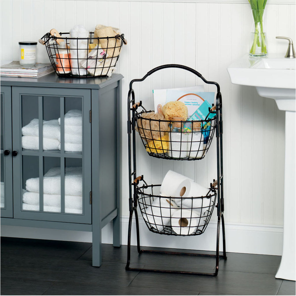 Adjustable 3-Tier Metal Floor Standing Storage Basket J2975
