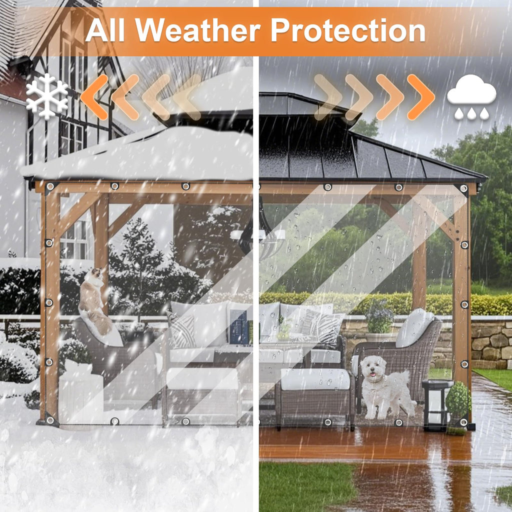 10’ x 13’ Clear Heavy Duty Waterproof Vinyl Tarp with Grommets A39092