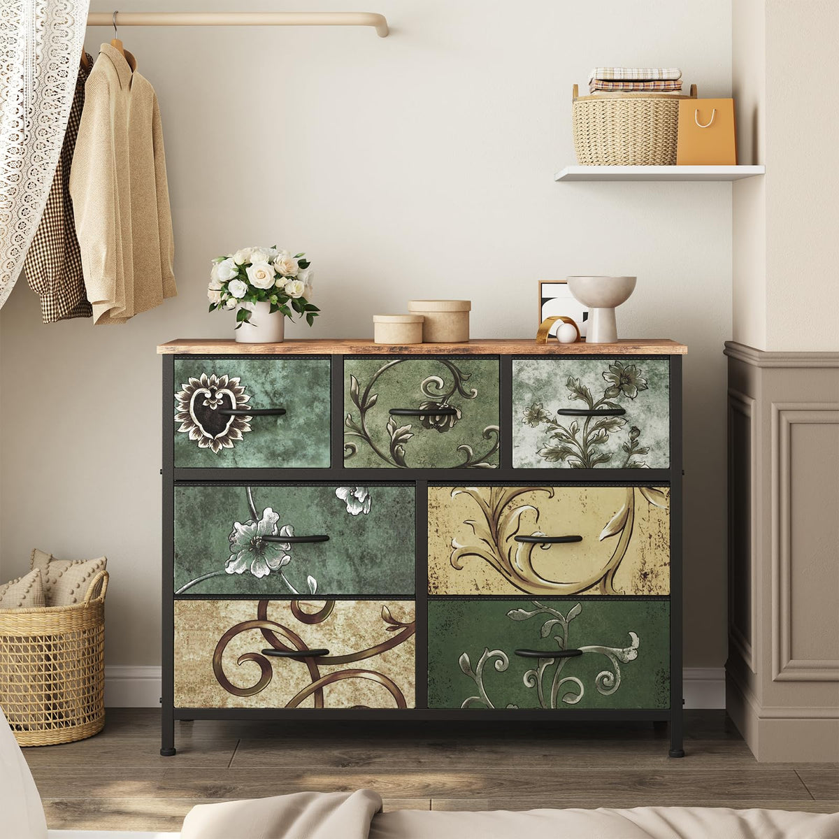 7 Drawer Fabric Dresser C9248