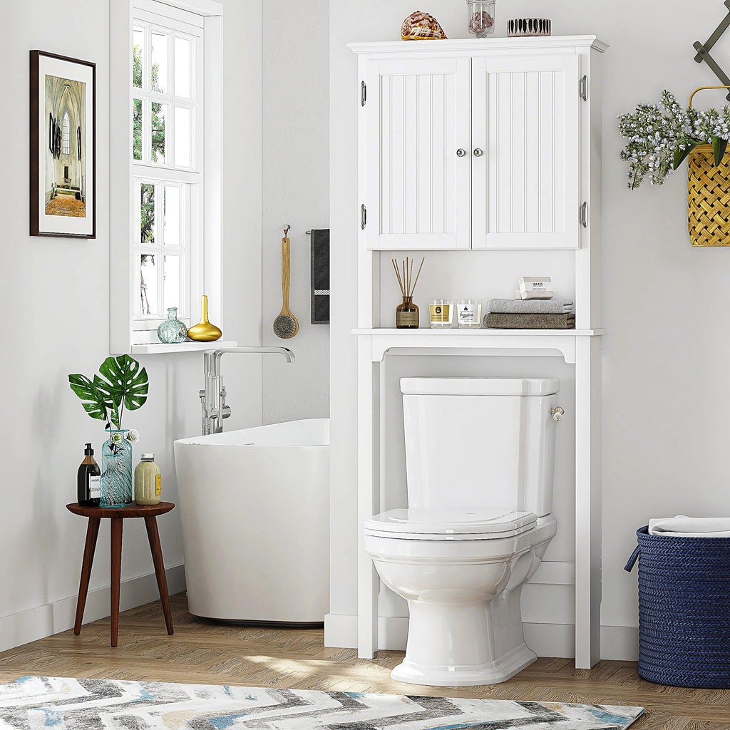 White Bathroom Storage Cabinet with Doors M4408