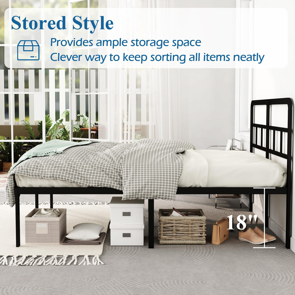 18 Inch Metal Queen Bed Frame with Headboard W792