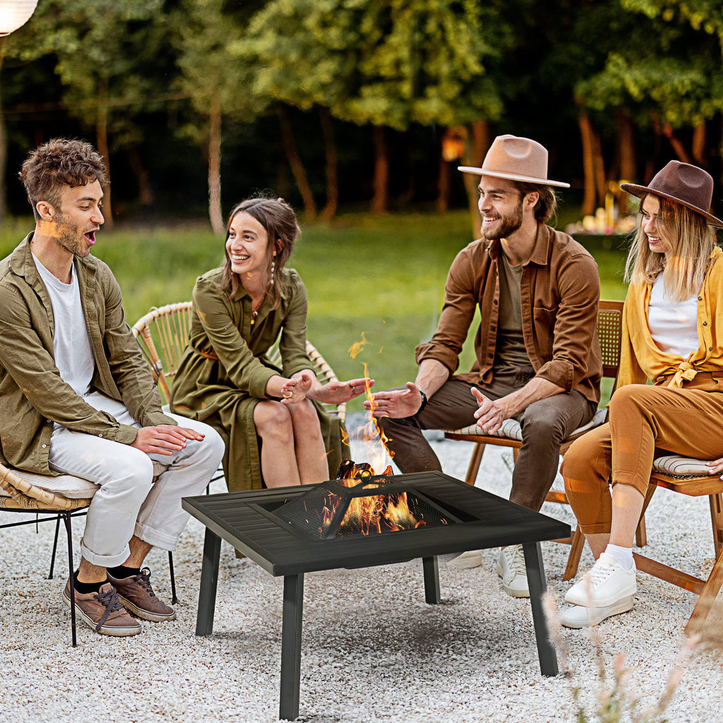 34-Inch Wood Burning Fire Pit with Grill I583592