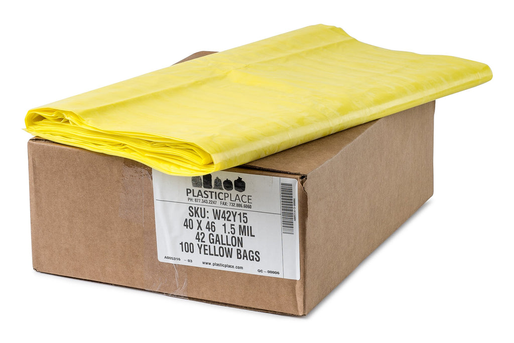 40-45 Gallon 1.5 Mil Yellow Trash Bags 100 Count U22982