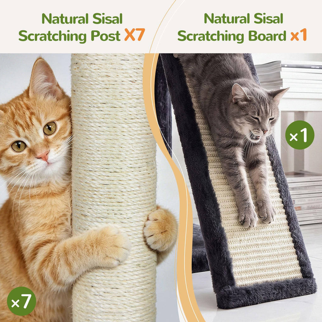 70 Inch Dark Gray Cat Tree with Scratching Post C633651