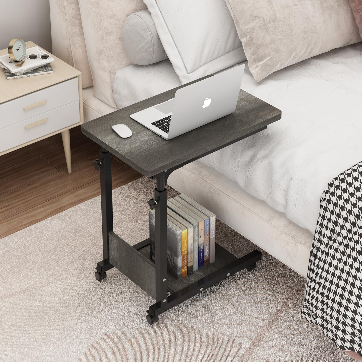 Adjustable Height C Table with Wheels and Storage U510