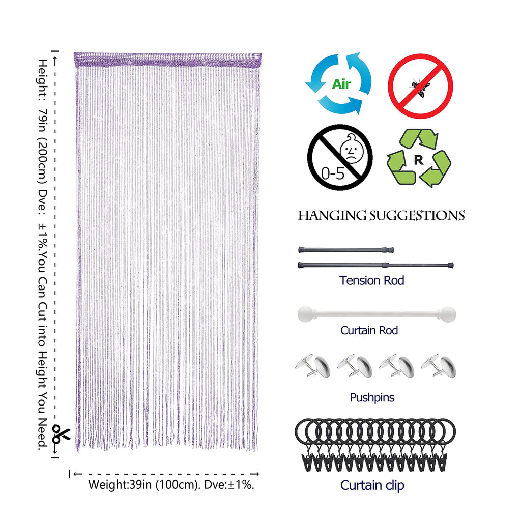 Purple String Curtain Doorway Beaded Room Divider H50070