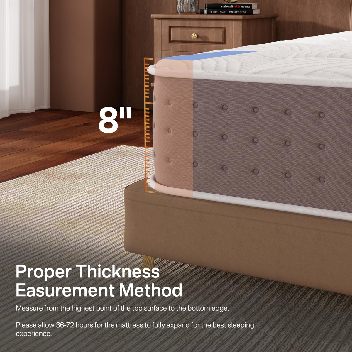 8 Inch Medium Firm Twin XL Hybrid Mattress B74909