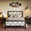Full Size Brown Metal Bed Frame with Headboard and Footboard Y364469